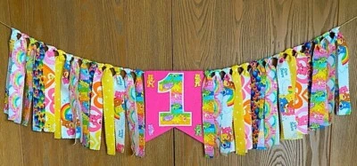 Care Bears First Birthday Highchair Banner, Care Bears Party Decorations “New” - Image 1 of 3