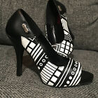 Chaussures à pompe femme Demonia by Pleaser Zombie-06 noir/blanc bout ouvert - taille 6