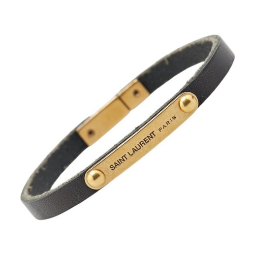 SAINT LAURENT (YSL) Bracciale Saint Laurent pelle nera logo donna 16 cm AB accessori usati