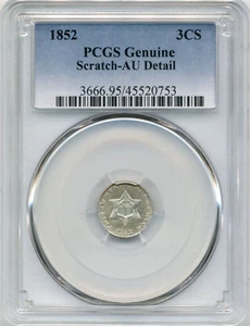 1852 US Silver 3 Cent Coin - PCGS AU Detail - Picture 1 of 2