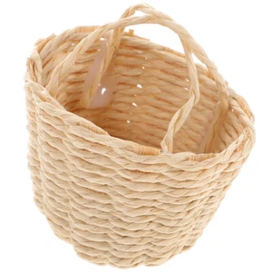 Braided Basket Model Miniature Storage Baskets Dollhouse Accessory - Picture 1 of 10