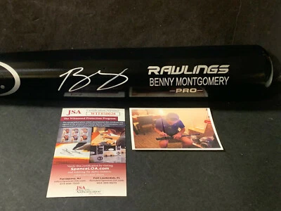 Benny Montgomery Rockies Auto Signed Engraved Bat JSA WITNESS COA Black . - Image 1 of 2