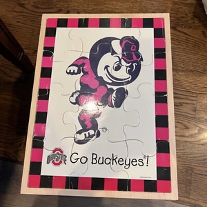 NCAA Baby Fanatic Real Wood Puzzle The Ohio State University Brutus VERY RARE - Picture 1 of 9