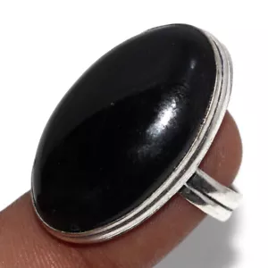 Black Obsidian 925 Silver Plated Gemstone Handmade Ring Us 7 Ethnic Gift JW - Picture 1 of 3