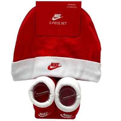 Nike Baby Boy's/Girl's Hat and Booties 2-Piece Set Size 0-6 Months Red/White - Image 1 of 4