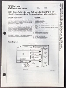 National Semiconductor - ISDN Software für HPC 16400 Controller Datenblatt 1988 - Bild 1 von 3