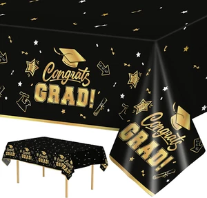 2 Pack Graduation Tablecloth - Congrats Grad Table Cloths, Plastic Disposable Re - Picture 1 of 12