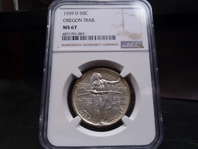 1939-D MS67 Oregon Trail Silver Commemorative NGC Certified Superb Gem - Bright - Image 1 of 4
