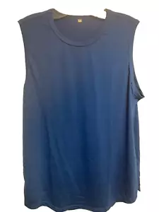 Unbranded Men's Muscle Fit Sleeveless NWOT Poly Stretch Size Small Blue Burnout - Picture 1 of 3