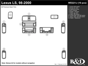 LEXUS LS 1998 1999 2000 DASH TRIM KIT j - Picture 1 of 1