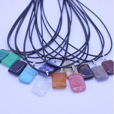 Collar colgante rectangular de moda de piedra natural mixta 12 piezas joyería de regalo Foto 1 de 4