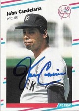 JOHN CANDELARIA Autographed Signed 1988 Fleer Update card #U46 New York Yankees