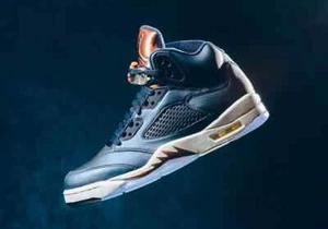 NIKE AIR JORDAN 5 RETRO OBSIDIAN BLUE-GOLD BRONZE MEDAL 136027-416 MEN'S SIZE 18 - Picture 1 of 7