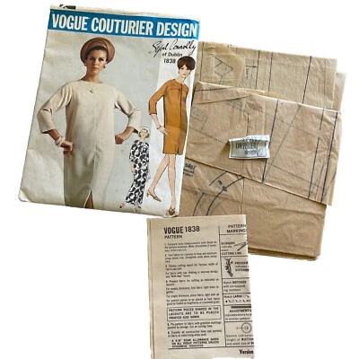 1960s VOGUE COUTURIER DESIGN SYBIL CONNOLLY 1838 UN-CUT/COMPLETE/LABEL SZ 14 - Image 1 of 4