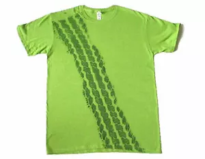Tyre Track T-Shirt Shirt Road Print Mens Brake Track Tyre Tshirt Car Green - Picture 1 of 1