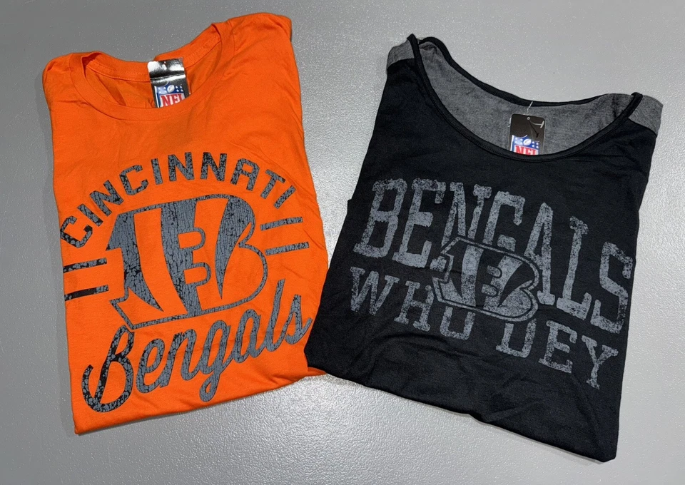 Combo Lot of 2 Women’s Cincinnati Bengals Short-Sleeve Majestic Tees Large NWT - Image 1 of 1