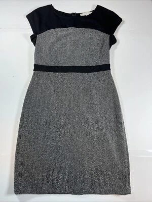 Vestido Lápiz Ann Taylor Loft Sin Mangas Forrado Elástico Negro y Gris Talla 0 Foto 1 de 4