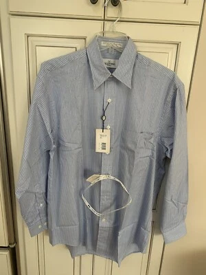Camisa de vestir Valentino Uomo para hombre 15,5 azul blanco a rayas algodón manga larga NUEVA Foto 1 de 4