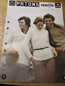 PATONS KNITTING PATTERN BOOK NO. 584 LADIES & MEN'S CAMILLE KNITS - Picture 1 of 11