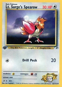 Pokemon Lt Surge's Spearow Card  52/132 Gym Heroes Set TCG - Picture 1 of 1
