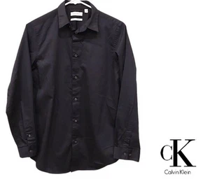 Boy’s Calvin Klein Shirt Long Sleeve Button Down Black Size 18 - Picture 1 of 6