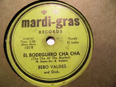 Cuban BEBO VALDES El Indio Bodeguero Cha Cha/ Estoy en el Cielo MARDI GRAS 1019 Foto 1 de 2
