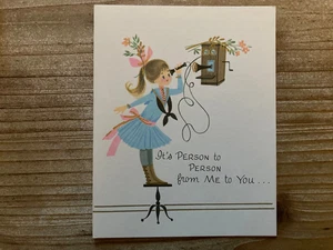 Get Well Card, Girl On Phone, Person to Person, Pert N Pretty Series, Vintage - Picture 1 of 2