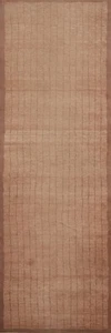 Handcrafted Wool Brown Nepalese Runner Rug 3x12 hand-knotted Hallway Carpet - Picture 1 of 11