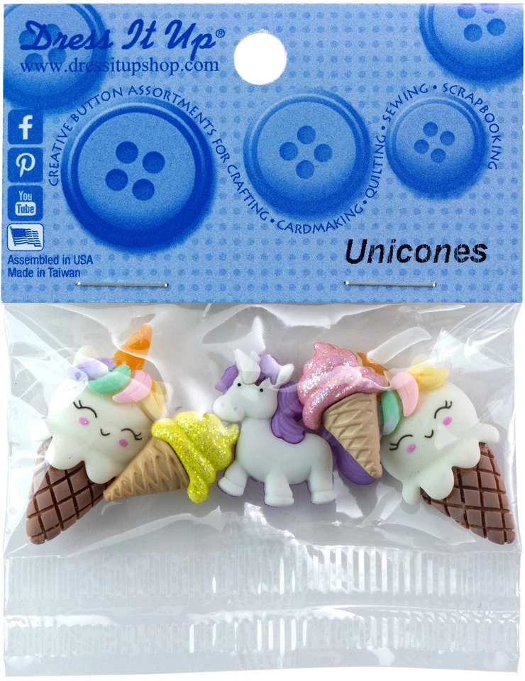 6 Pack - Dress It Up Embellishments-Unicones - DIUBTN-1G5L7 - Image 1 of 1