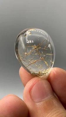 91CT+ Natural Golden Rutile Quartz Cabochon Skardu Pakistan for Pendant Jewelry - Image 1 of 4