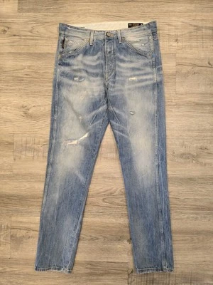 Jack & Jones Jeans Mens 34x32 Blue Erik Button-Fly Anti Fit Distressed Fade - Image 1 of 4
