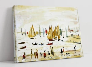 YACHTS, L.S. LOWRY- HOME DECOR DEEP FRAMED CANVAS WALL ART PRINT - Picture 1 of 2