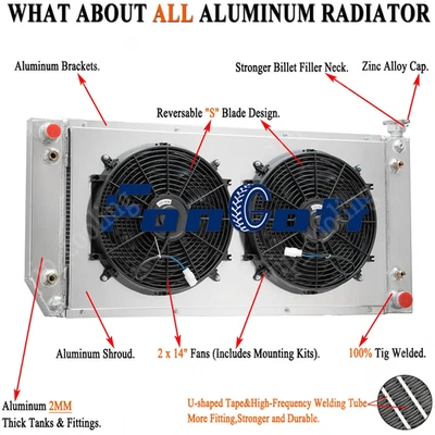 3Row Radiator+Shroud Fan Fits 1996-2000 1998 Chevrolet GMC C/K 1500 2500 3500 AT — 第 1/4 张图片