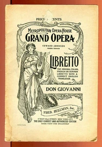 DON GIOVANNI LIBRETTO Metropolitan Opera House Mozart English Translation - Picture 1 of 1