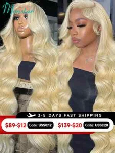 13x4 13x6 360 Transparent 613 Blonde Remy Body Wave Lace Front Human Hair Wigs - Picture 1 of 23