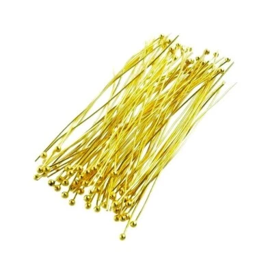 100 pasadores de CABEZA DE EXTREMO DE BOLA de latón chapado en oro calibre 24 de 2 pulgadas sin plomo sin níquel Foto 1 de 2