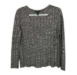 Eileen Fisher Women's Size S Gray Melange Silk Blend V-Neck Sweater Casual - Picture 1 of 5