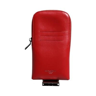 DOLCE & GABBANA Wallet Red Leather Logo Zip Around Card Holder Wide Strap 770usd - image 1 of 4