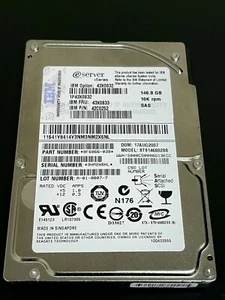IBM 146GB 10K 2.5” SAS SFF 42C0252 43X0832 43X0833 Hard Drive - Picture 1 of 2