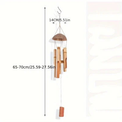 1piece Bamboo Coconut Wind Chime-Chimes with Chunky Hanging Design - Image 1 of 4