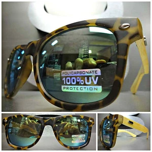 GAFAS DE SOL CLÁSICAS VINTAGE DE LOS 80 RETRO Marco de madera de tortuga mate y bambú - Imagen 1 de 9