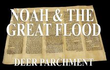TORAH SCROLL BIBLE MANUSCRIPT VELLUM FRAGMENT 150 YRS "NOAH & THE GREAT FLOOD"