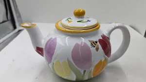 Starbucks Tea Set Tulip Flowers Bees Hand Painted Teapot - Bild 1 von 15