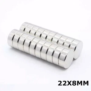 1-100pcs 22mmx8mm Super Strong Rare Earth Neodymium Craft Round Disc Magnets N50 - Picture 1 of 4