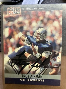 Troy Aikman 1990 Pro Set Salón de la Fama Autógrafo Firma Automática Dallas Cowboys - Imagen 1 de 2