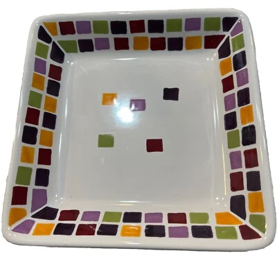 Plato cuadrado mosaico azulejos ensalada multicolor Pampered Chef adiciones simples  Foto 1 de 4