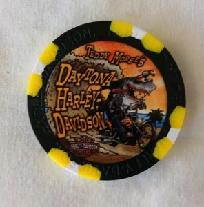 Harley Davidson Daytona Beach Dealer Poker Chip Teddy Mores Shark on Bike New - Picture 1 of 4