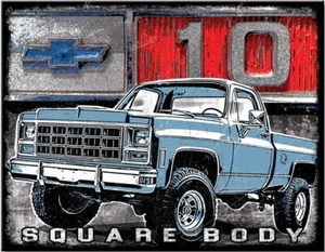 Chevy Square Body Trucks C10 Logo Garage Retro Händler Service Deko Blechschild - Bild 1 von 4