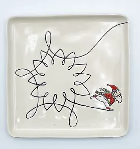 Santa Ice Skating Lift the Spirit 7” Square Christmas Plate DEMDACO 2020 NICE - Picture 1 of 5