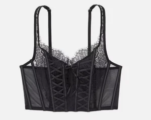 Victoria’s Secret Dream Angels Medium DD Black Lace Corset Bustier Bra Top A7 - Picture 1 of 8